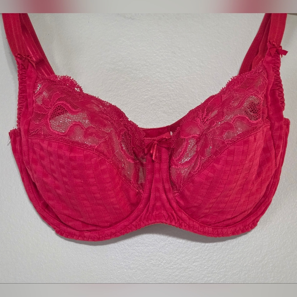 PrimaDonna Madison Full Cup Bra 32F Scarlet Red Gingham 🍒✨
